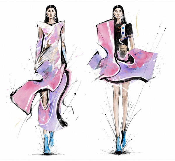 Colour exploration pair in pink and lilac, a direction that stayed exploratory and never reached the final three.