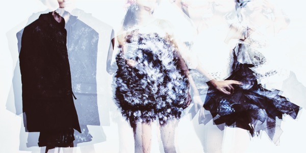Double exposure of the line up, the collection dissolving the way the concept describes.