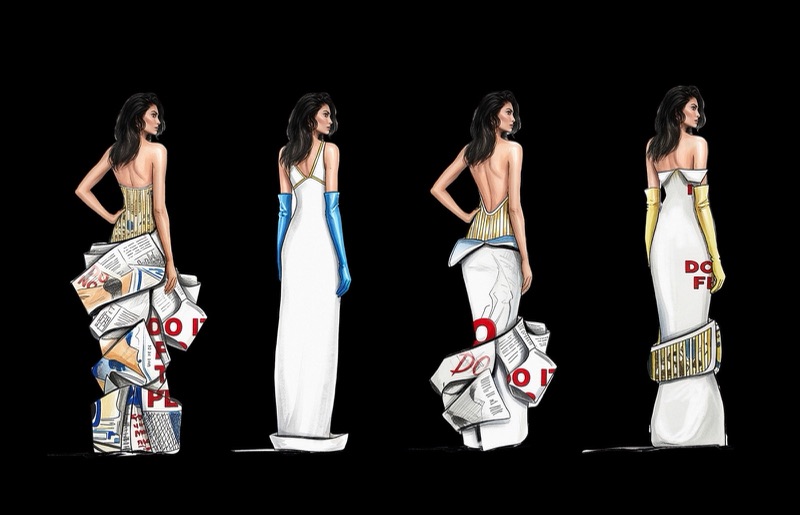Illustrated line-up, matching back views