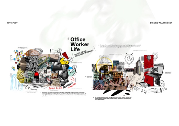 Office Worker Life mood board: mental pressure and workaholic urban collage.