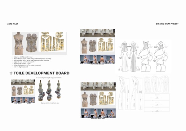 Toile development board showing the muslin fitting process.