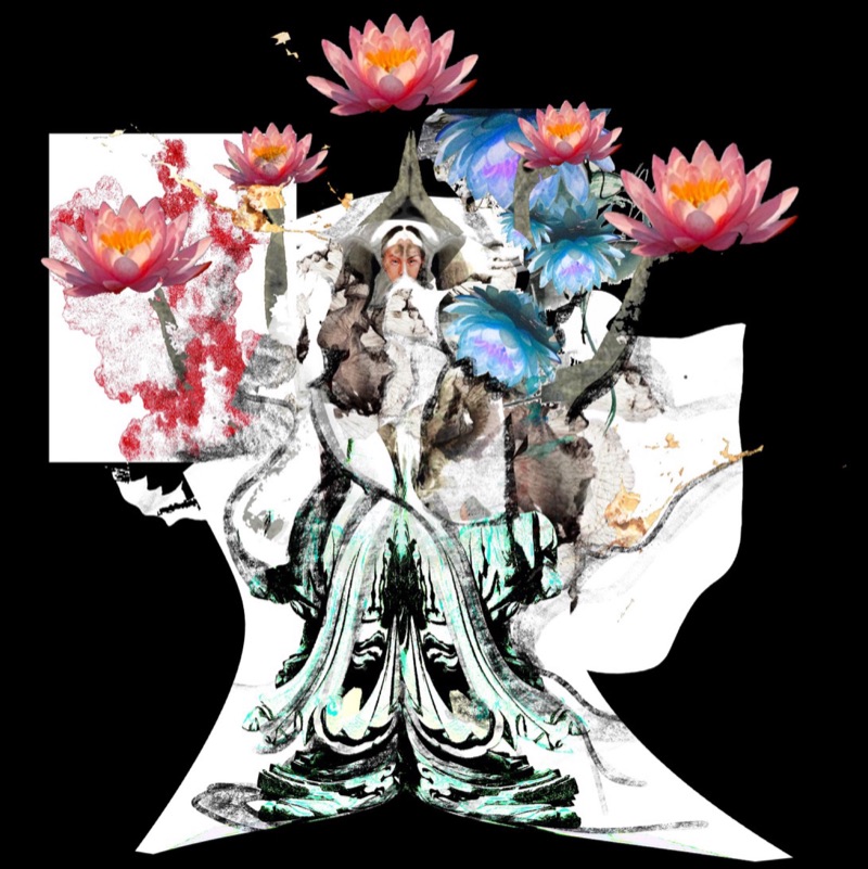 Lotus and Guanyin concept collage board