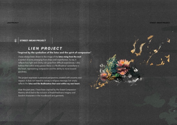 Project title spread: Lien, with the Guanyin Bodhisattva research.