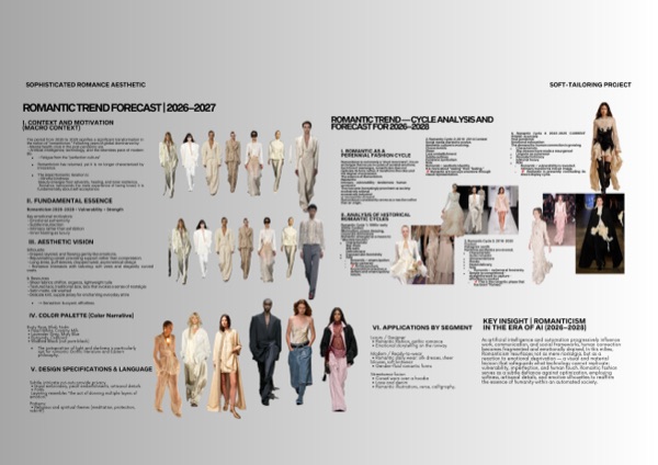 Romantic trend forecast 2026-2028 spread with runway reference and cycle analysis.